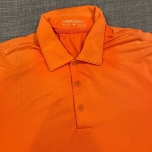 Nike Golf Dri-FIT Polo Shirt Mens Small Orange Textured Short Sleeve Mesh Back